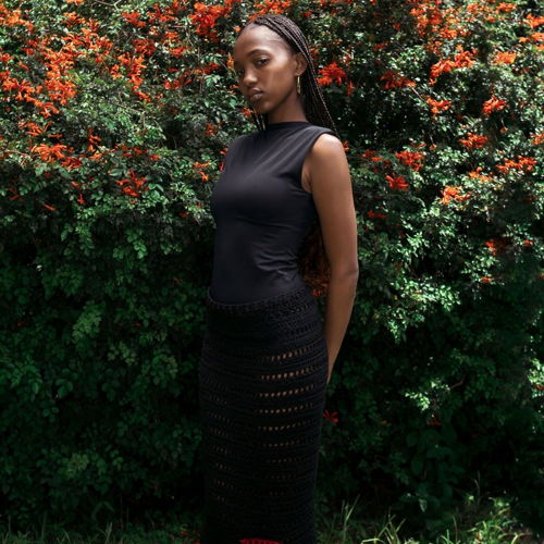 Regal Mesh Crochet Midi Length Skirt, Spring Crochet Skirt,