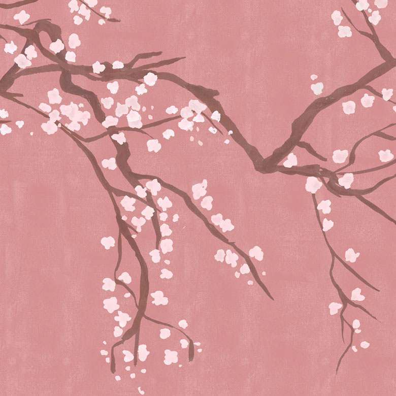 Pink Cherry Blossom Wall Mural pattern image