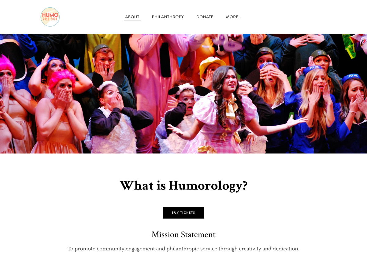 Screenshot of Humorology, from the nonprofit & charity websites collection.