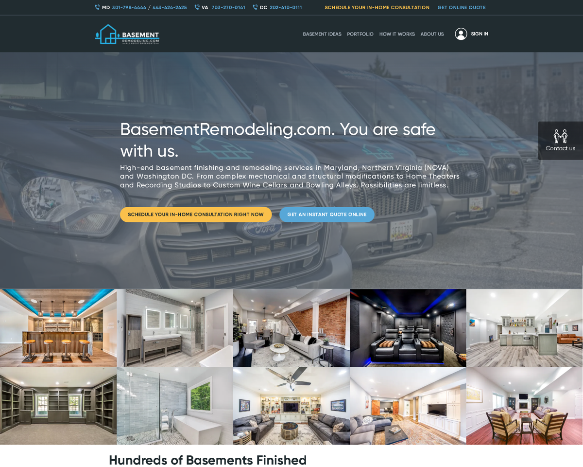 Screenshot of Basement Remodeling , from the remodeling websites collection.