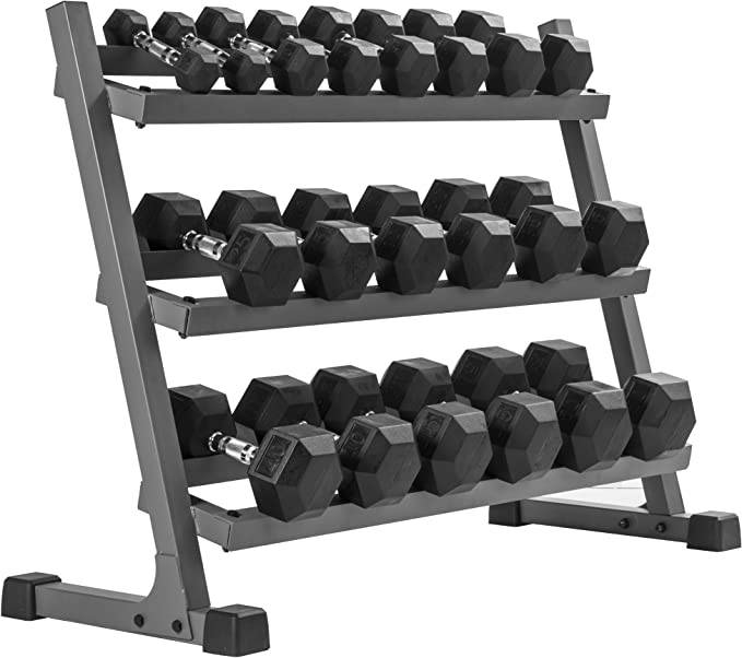 XMark Hex Dumbbell Set + Storage Rack