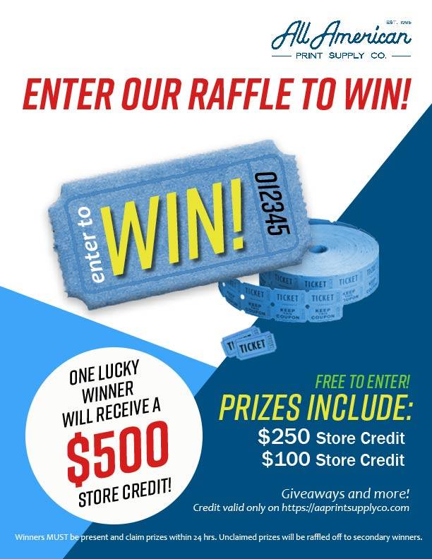One lucky winner will receive $500 store credit all american Print supply co