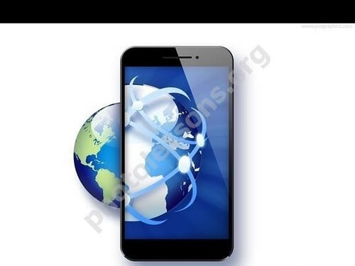 PSD исходник для Фотошоп - смартфон с глобусом