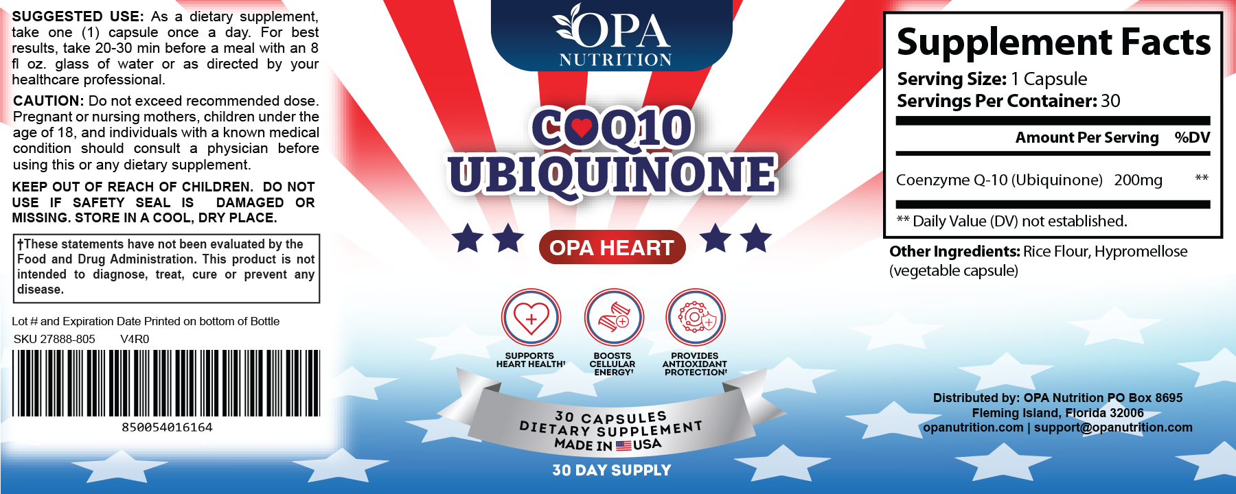 CoQ10 heart supplement product label