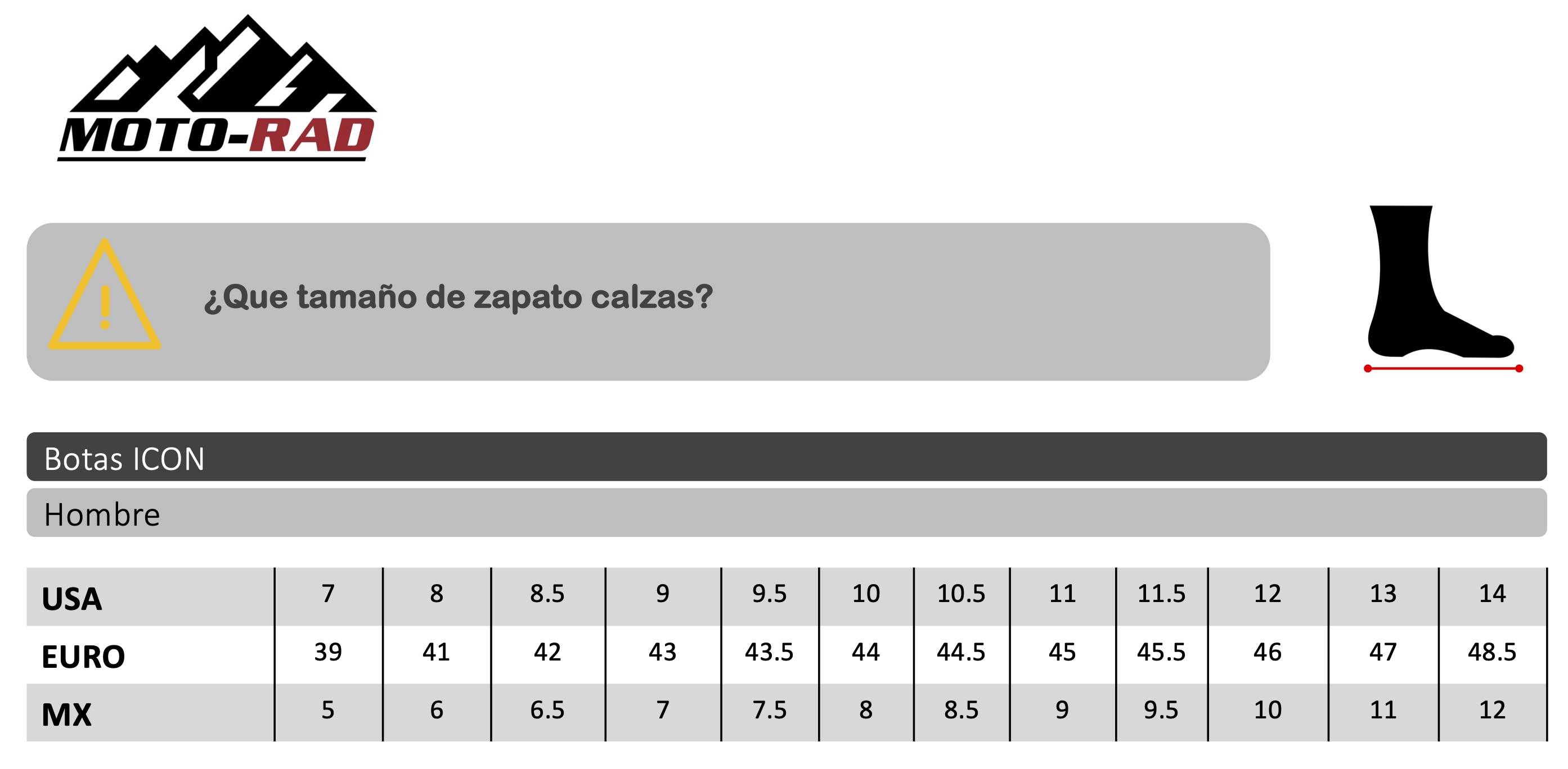 Guia de Tallas Botas ICON