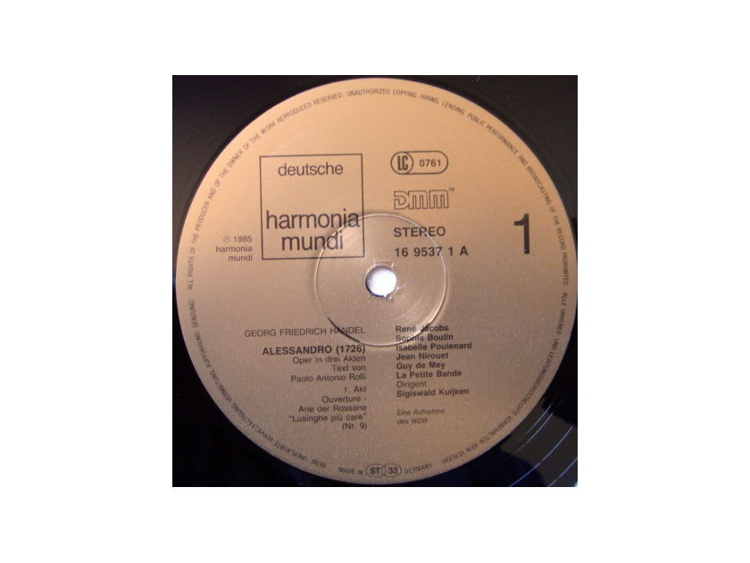 ★Audiophile★ Harmonia Mundi / KUIJKEN, - Handel Alessandro, NM, 4LP Box Set!
