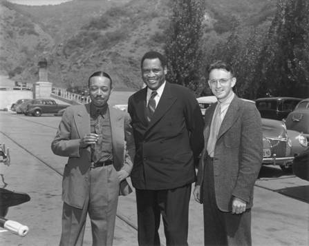 Photo of William Grant Still with Paul Robeson and Earl Robinson at the Hollywood Bowl circa 1940's.