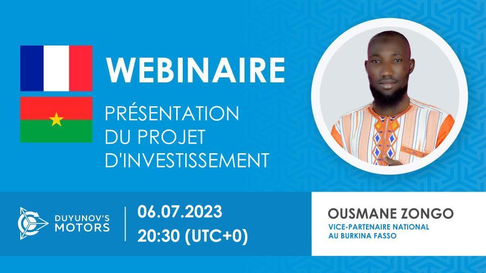 Burkina Faso. Présentation du projet d'investissement des "Moteurs Duyunov"