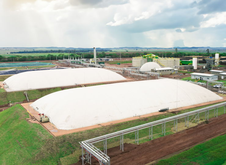Gasspeicher mit Bodenabdichtung und Doppelmembran