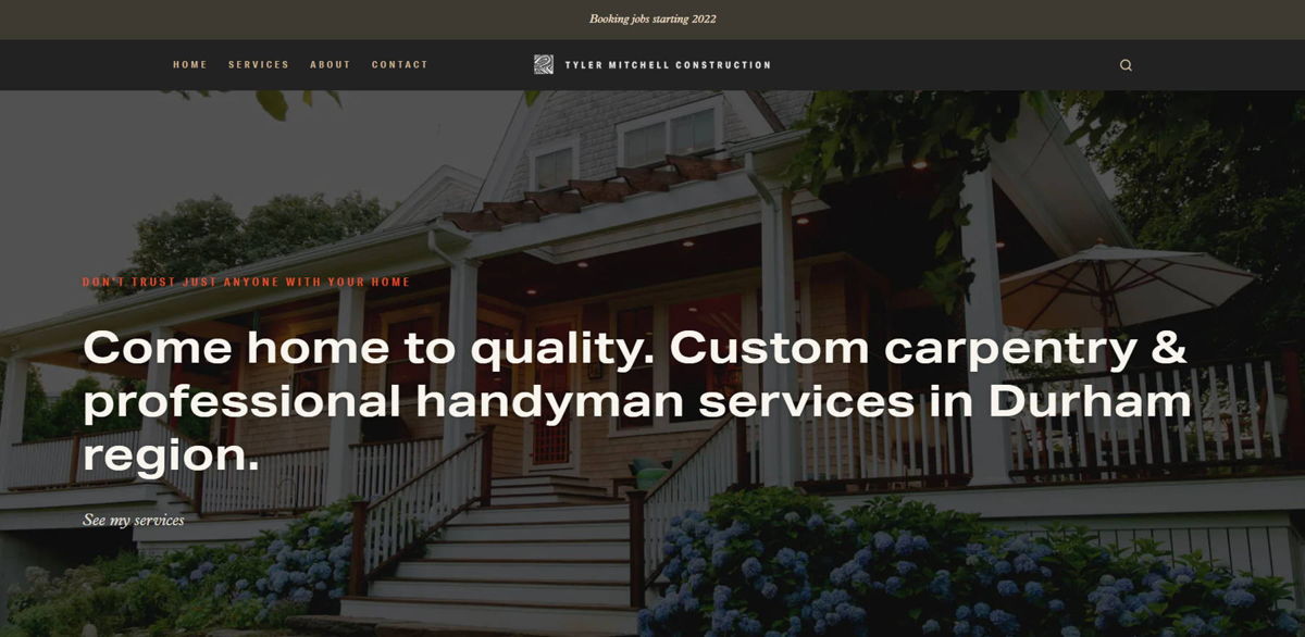 Screenshot of Tyler Mitchell Construction, from the contractor websites collection.