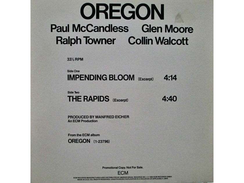 OREGON  (PROMO 12" VINYL SINGLE) - IMPENDING BLOOM : THE RAPIDS (1983) ECM PROA 2095