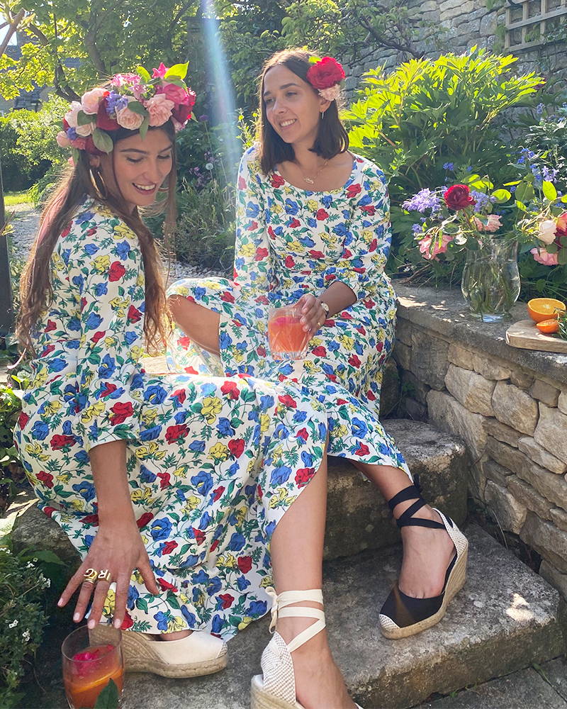 Rowan Blossom and her sister in Calamity Dress Dakota Meadow Dakota Meadow and flower crowns