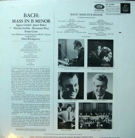 ★Sealed★ EMI Angel / KLEMPERER,  - Bach Mass in B Minor...