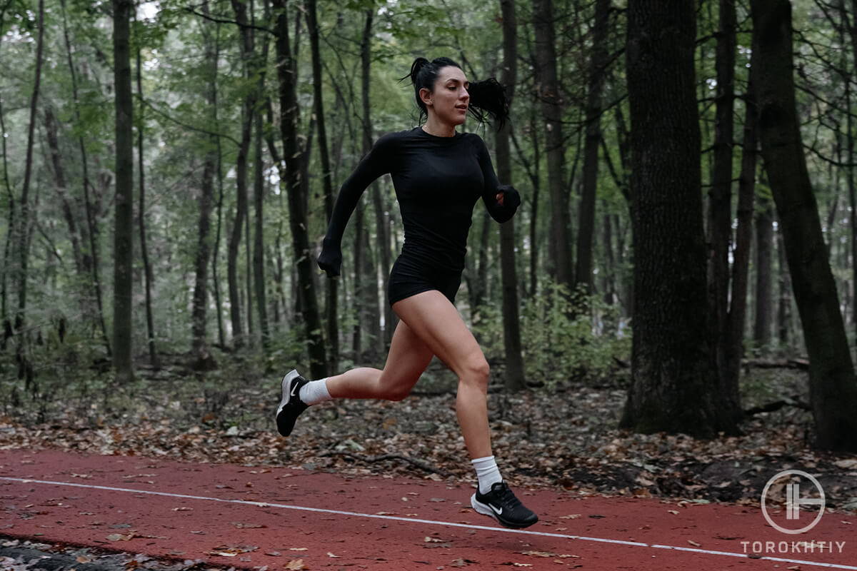 athlete running outside