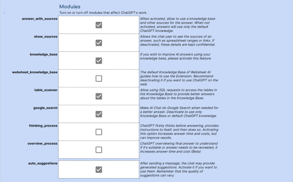Set up modules