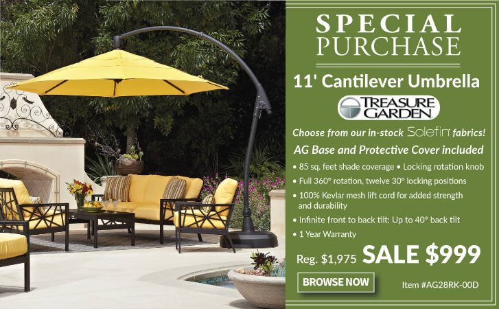 Treasure Garden Special Promo 11 ft Cantilever Umbrella with Solefin Fabric