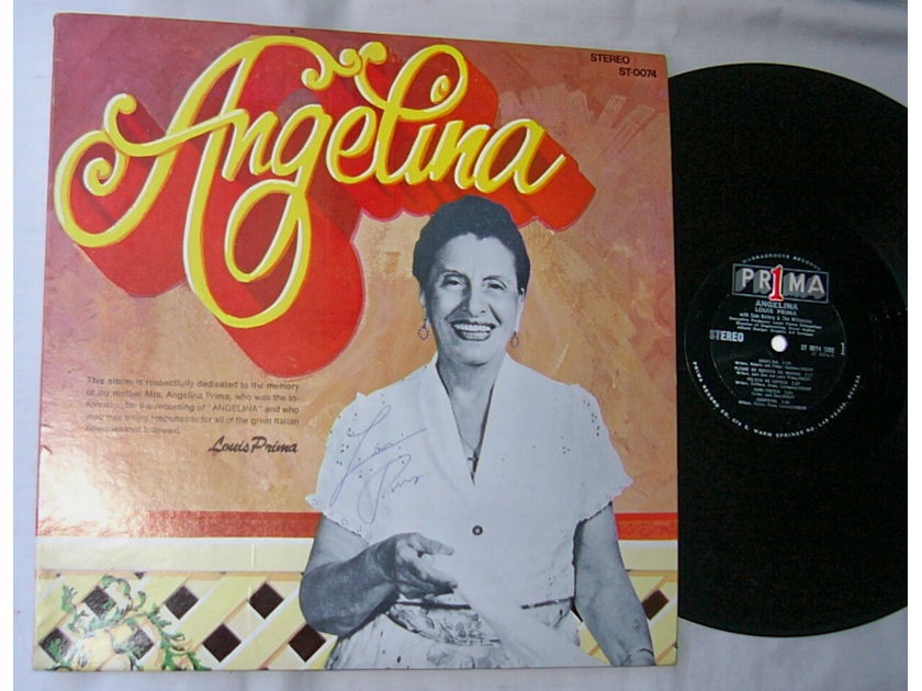 LOUIS PRIMA LP--ANGELINA--mega - rare 1973 AUTOGRAPHED album with bonus ANGELINA sealed LP