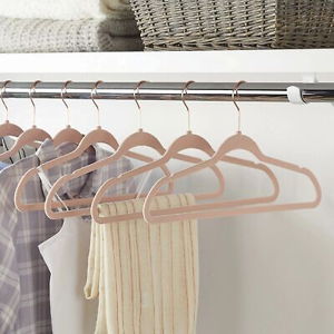 Better Homes & Gardens Non-Slip Velvet Adult Clothes Hangers, 100 Pack, Beige, Space Saving