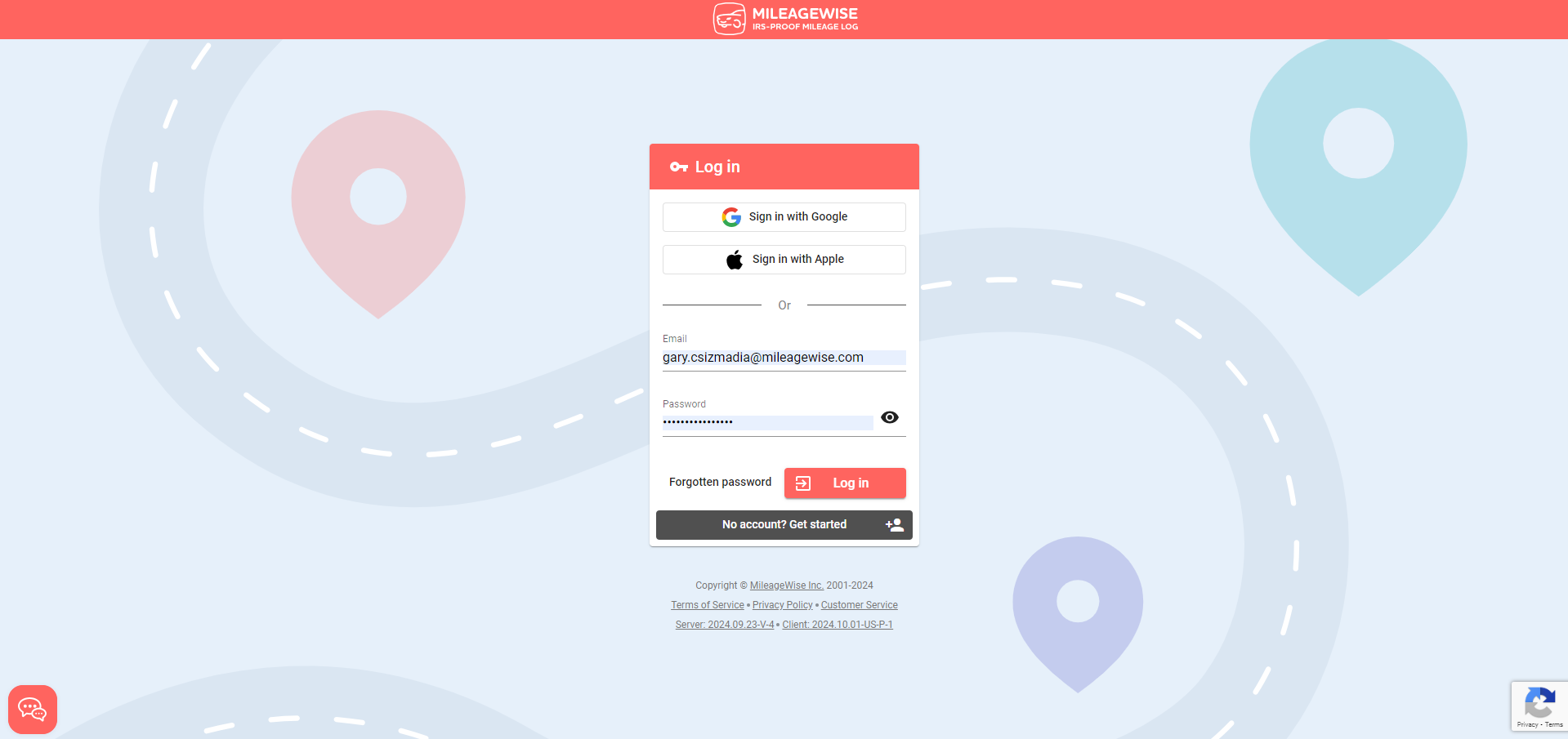 mileagewise social login