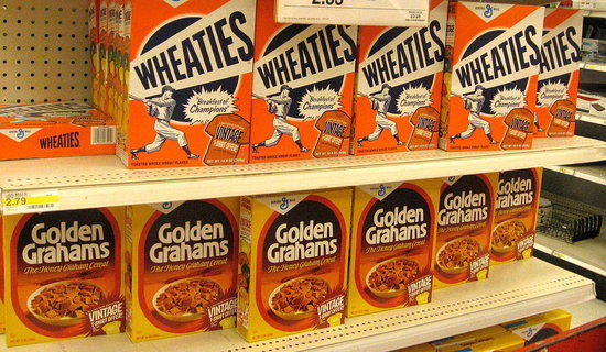 Wheaties and Golden Grahams retro packaging