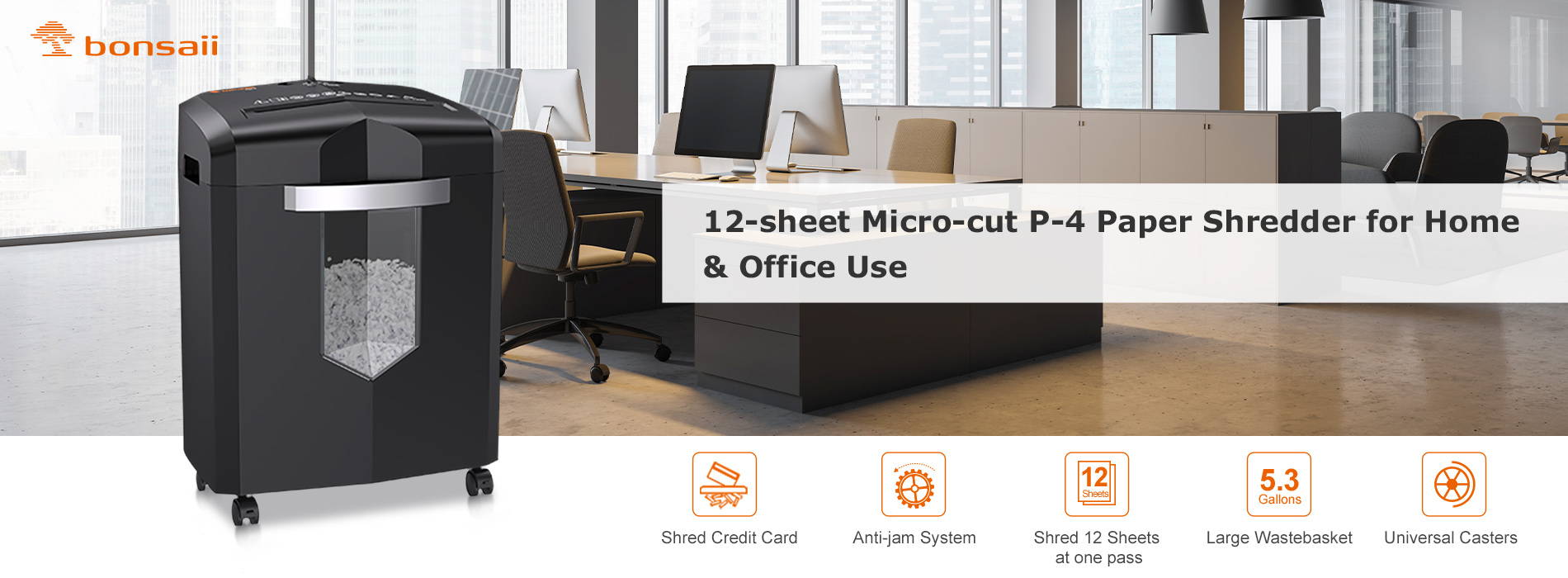 12 Sheet Micro-cut P-4 Paper Shredder for Home and Office Use