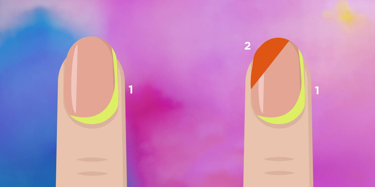 how to create a Neon reverse french manicure