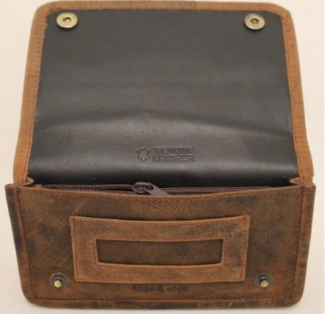 Full Grain Cow Hide Hunter Vintage Leather Tobacco Pouch. Style: 12033 Hide & Chic - Image 9