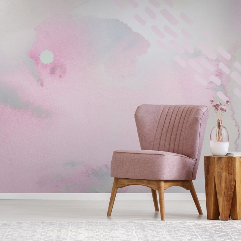 Pink & White Abstract Cloud Wallpaper Mural - Feathr™ Wallpapers