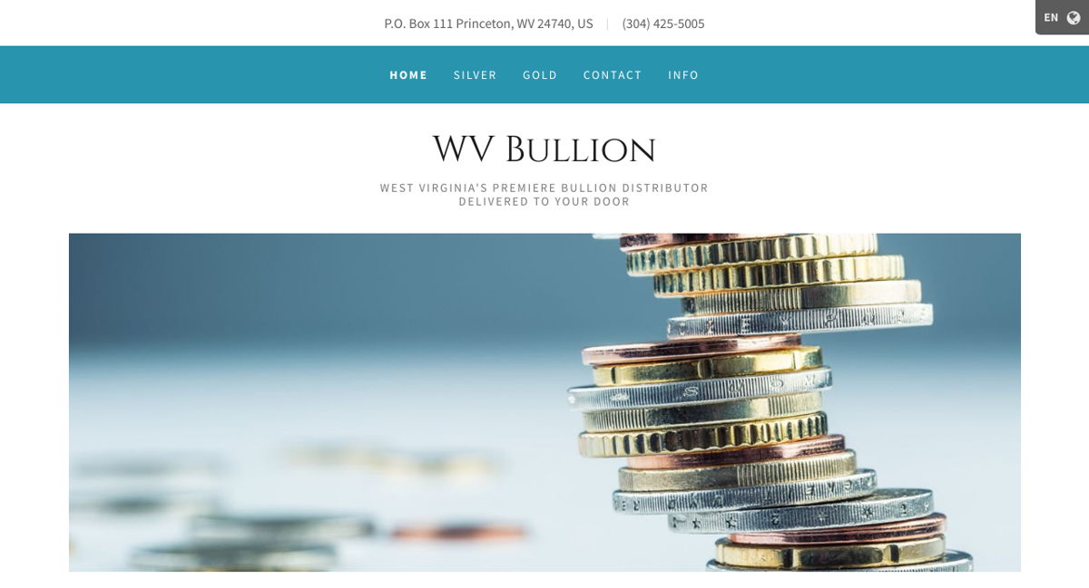 Screenshot of WV Bullion, from the godaddy websites collection.
