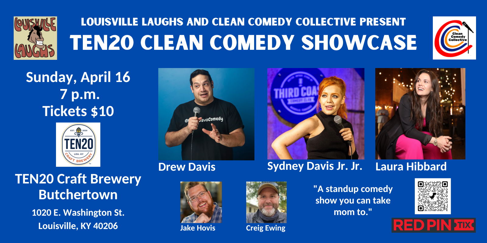 April 16 TEN20 Clean Comedy Showcase promotional image