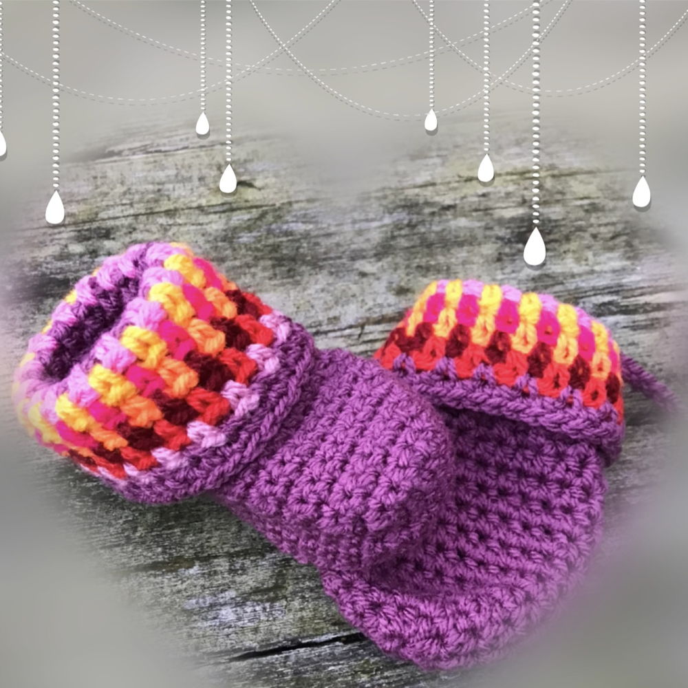 Crochet pattern color explosion combo mittens and slippers