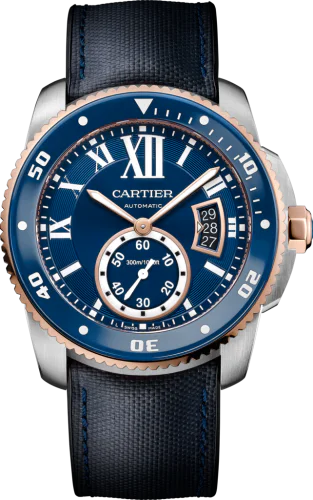 Calibre de Cartier Diver Stainless Steel / Pink Gold / Blue / Rubber