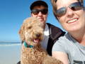 Rebecca, her partner Sandy and their dog Mazey