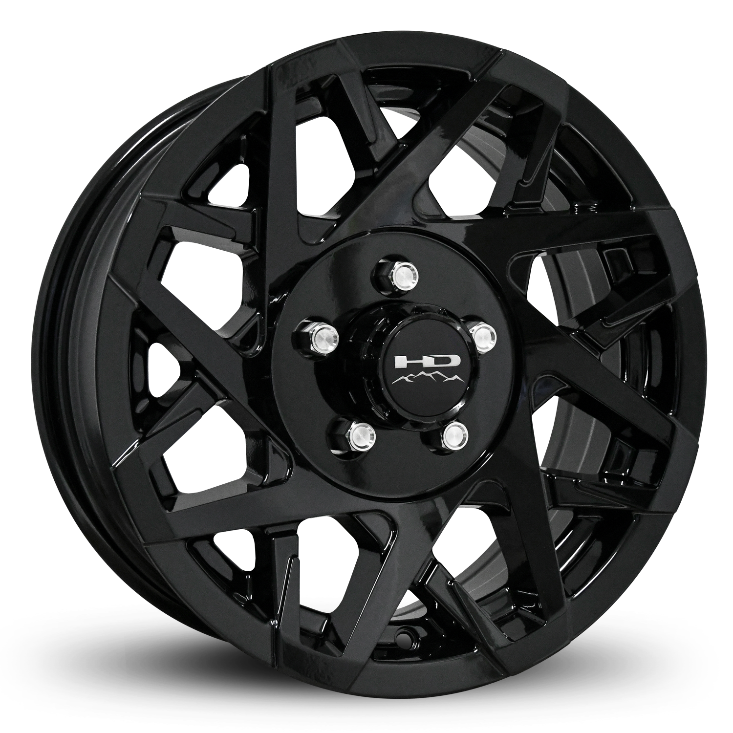 HD Off-Road Canyon Custom Trailer Wheel Rims in 15x6.0  15x6 All Gloss Black with Center Cap & Logo fits 5x4.50 / 5x114.3 Axle Boat, Car, RV, Travel, Concession, Horse, Utility, Lawn & Garden, & Landscaping.