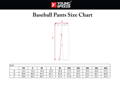 baseball pants size chart