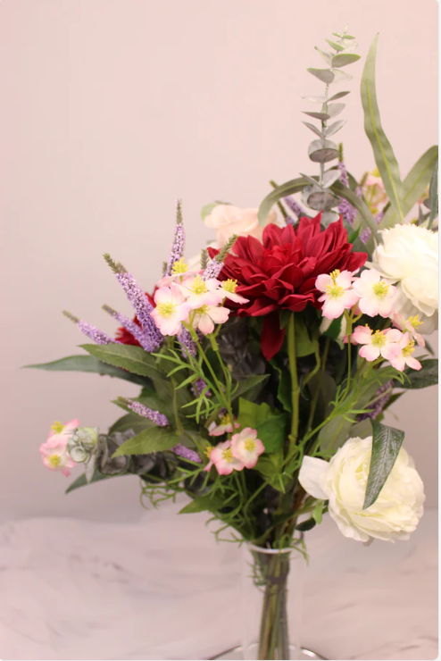 Burgundy Real Touch Dahlia Bouquet '88' - Image 2