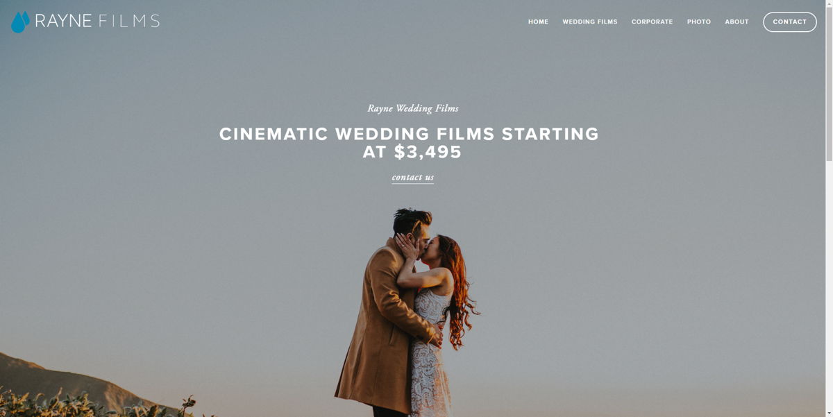 Screenshot of Rayne Films, from the wedding photography websites collection.