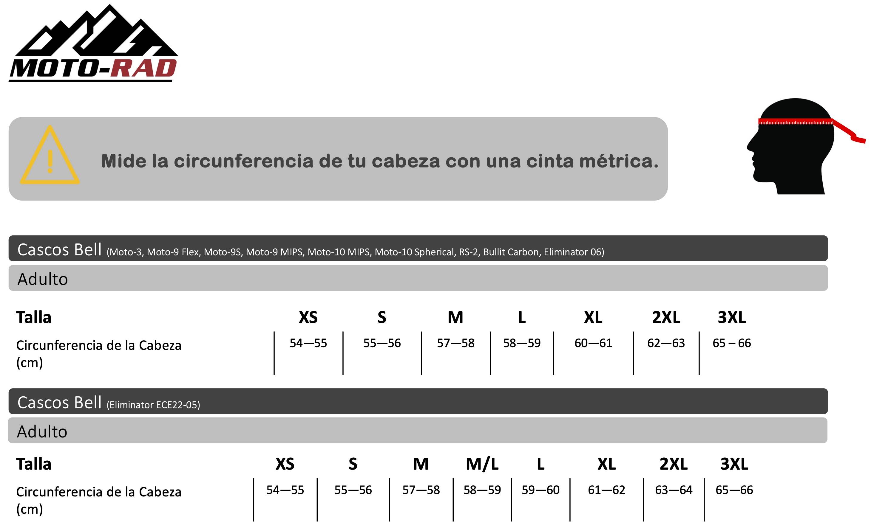 Guia de Tallas Casco Bell