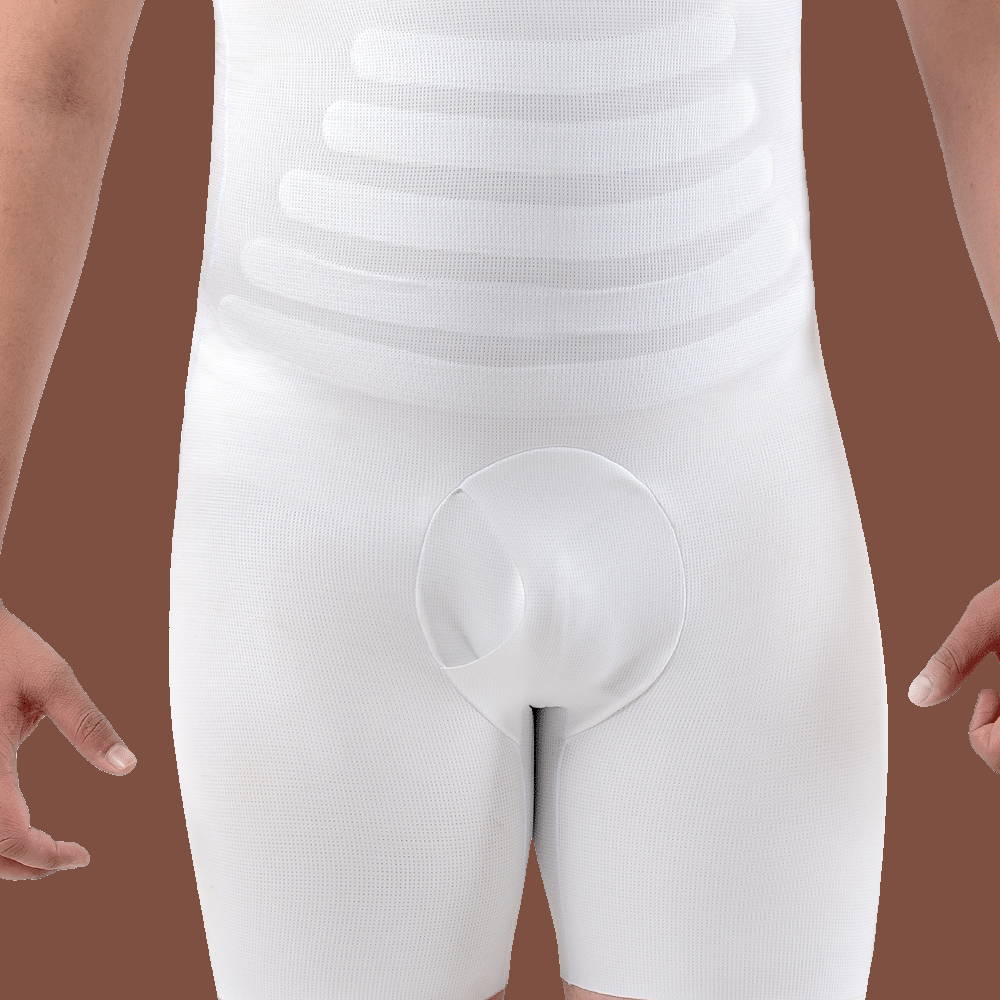 Slim Fit Body Shaper for Men with open Crotch for rest room use 