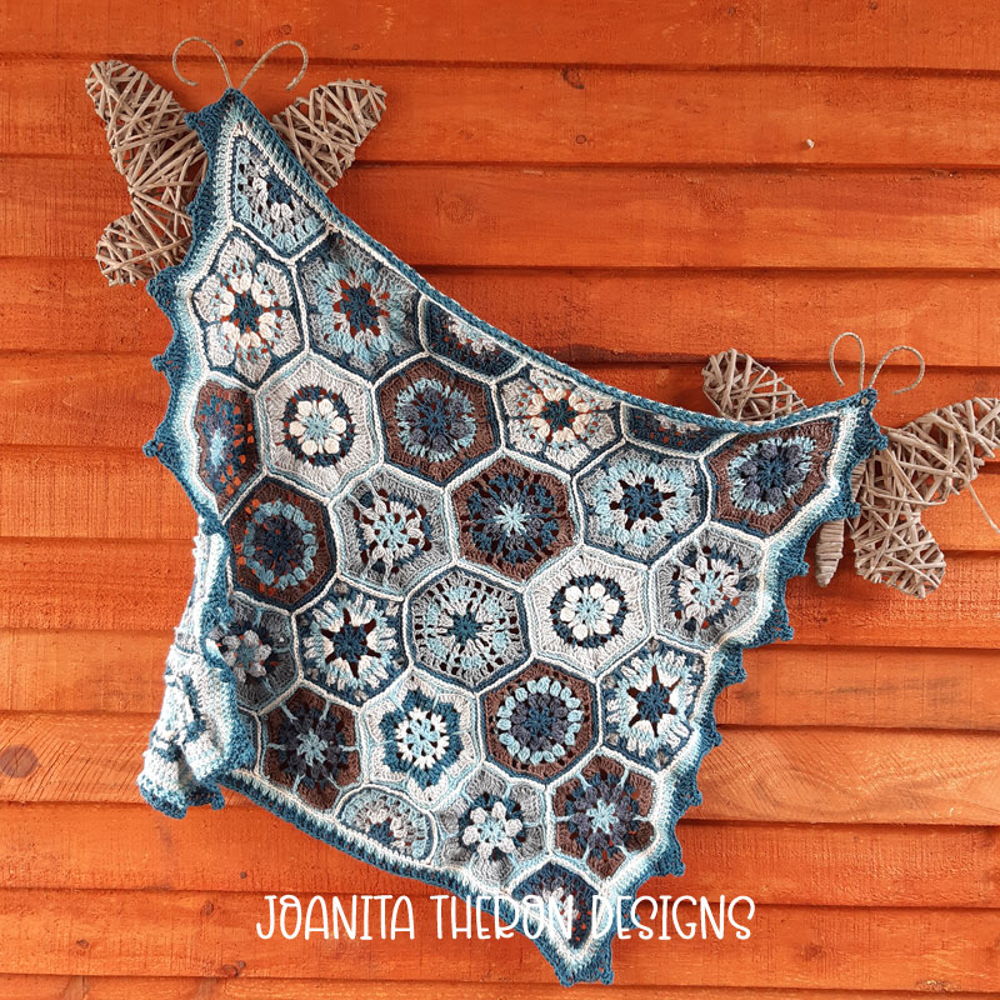 Blues Melody Crochet Hexagon Lap Blanket