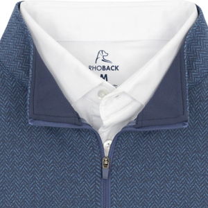 Herringbone Jacquard Performance Q-Zip - Slate Blue/Ice Pick Blue | Rhoback