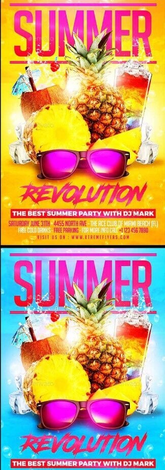 Summer party flyer #1 - летняя вечеринка, флайер для Фотошоп