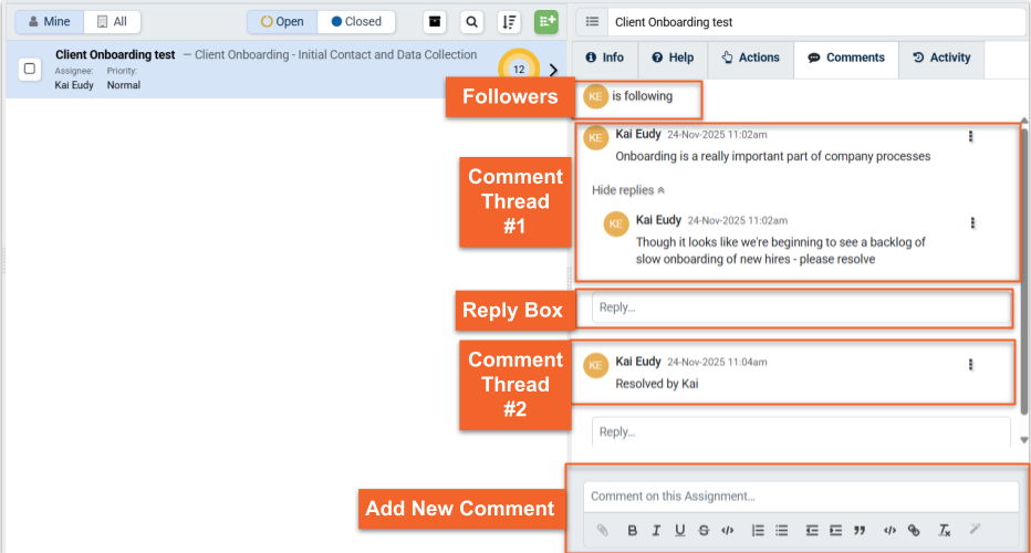 Comment Thread on an Assignment