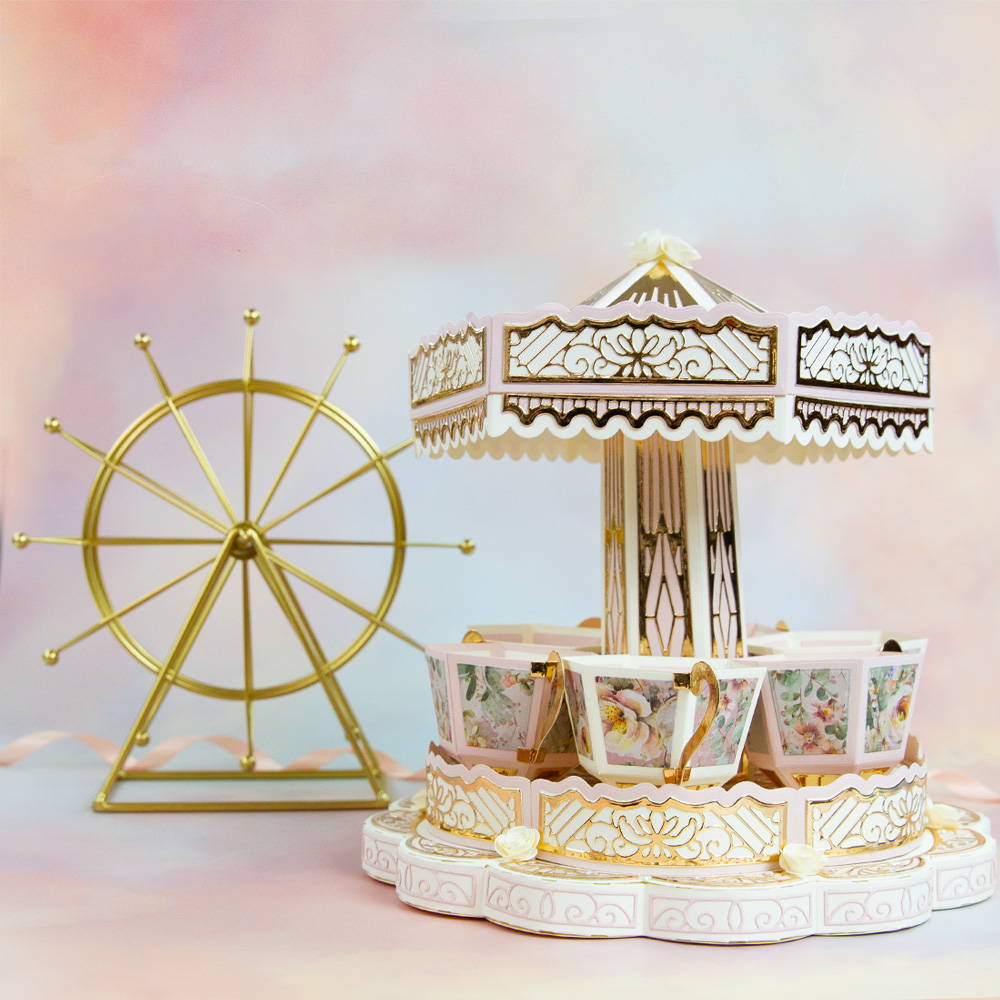 Paper crafted Twirling Tea Cups Ride