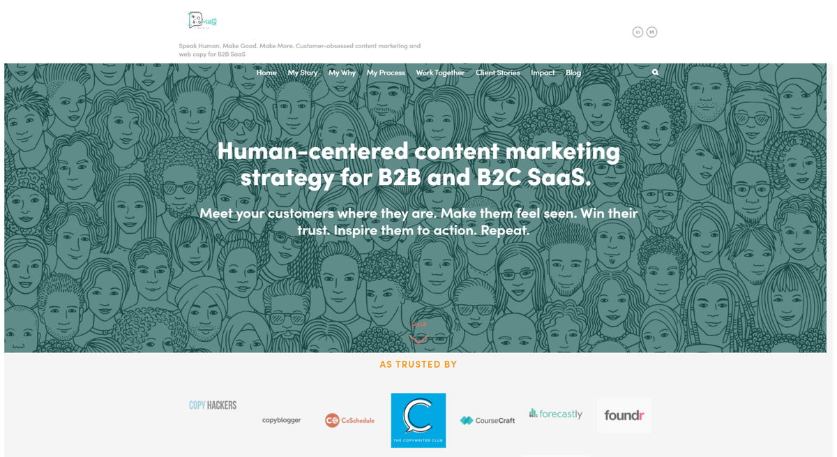 Screenshot of WordWeaver Freelance, from the content marketing portfolios collection.
