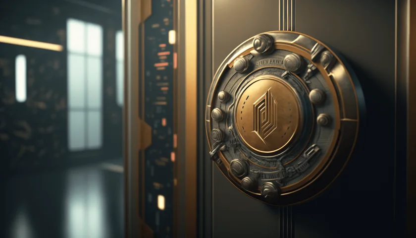A sci-fi gold door handle that looks like currency
