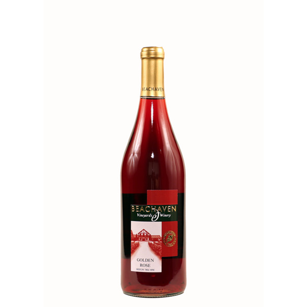Golden rose wine bottle