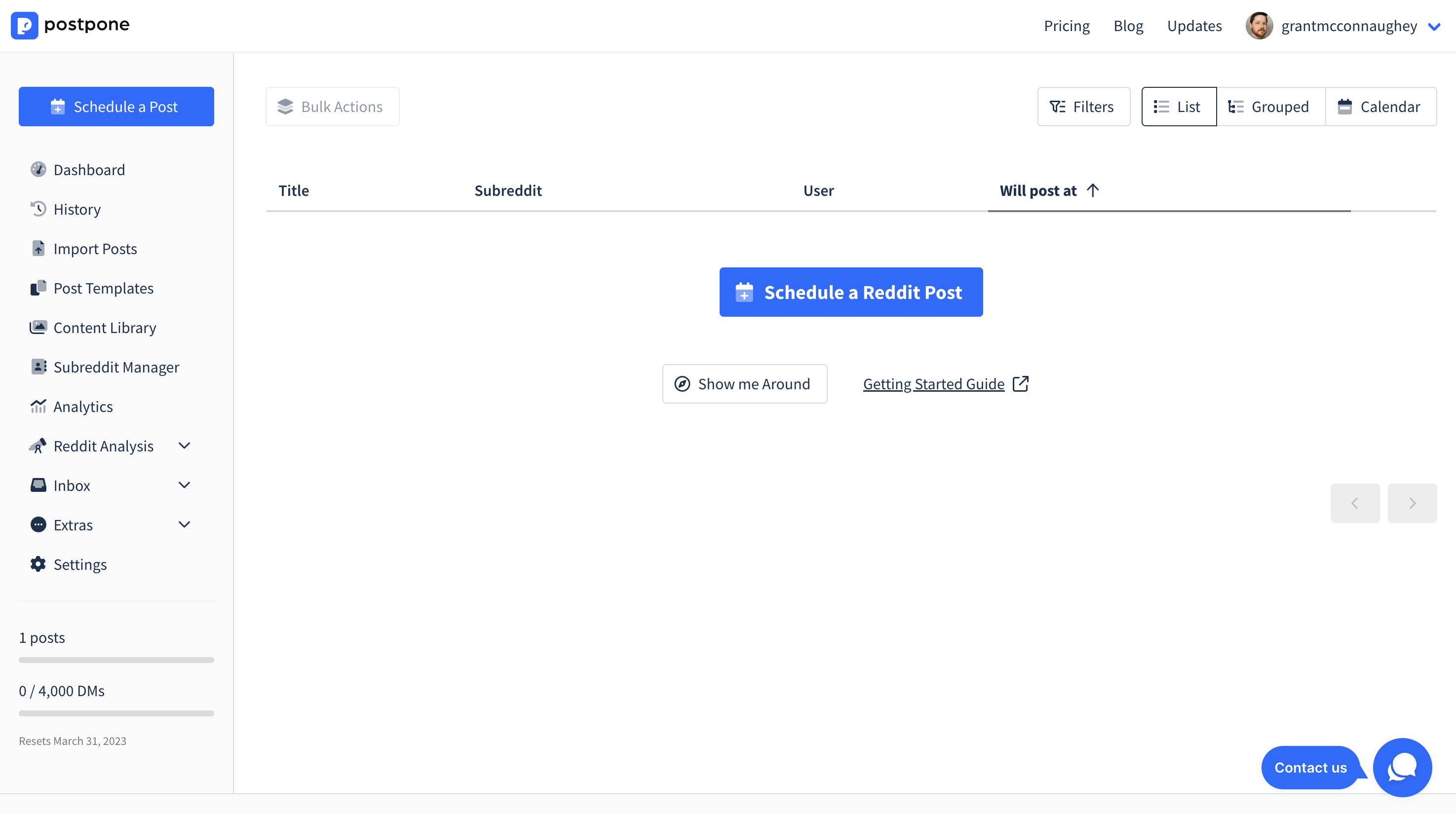 2) Signing Up for Postpone
