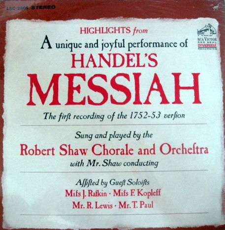 ★Sealed★ RCA STEREO / - ROBERT SHAW, Handel Messiah!