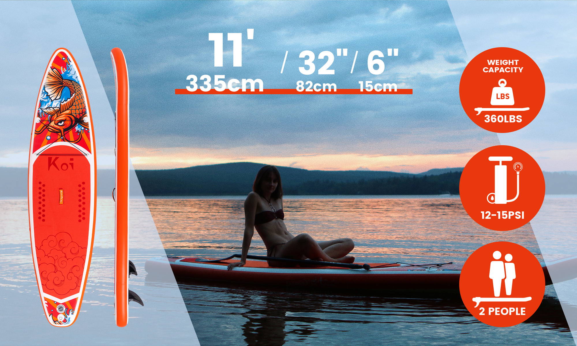 Lightweight Stand up Paddle Board Ocean Koi 11′6″